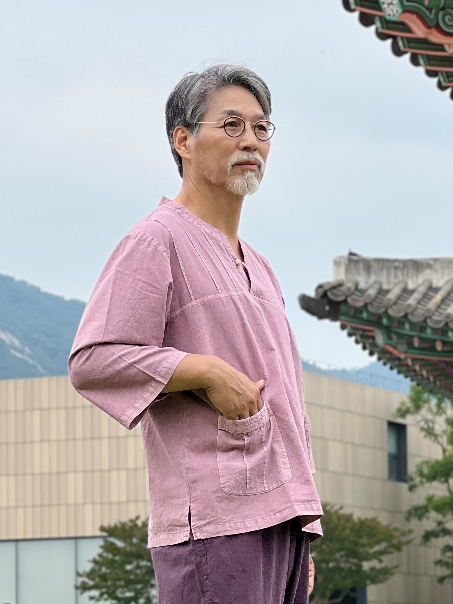 7부 살창 목단추 남자 개량 한복 남성 생활한복 여름 목단추 - 상세 이미지 2