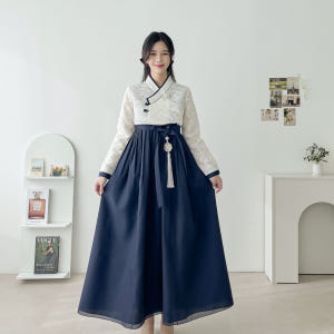 민한복 59번 베이에사 생활한복 드레스 원피스 일상 퓨전 철릭 허리치마 ... 착용 후기 | 사이즈/핏 총정리 - 상품 이미지 1