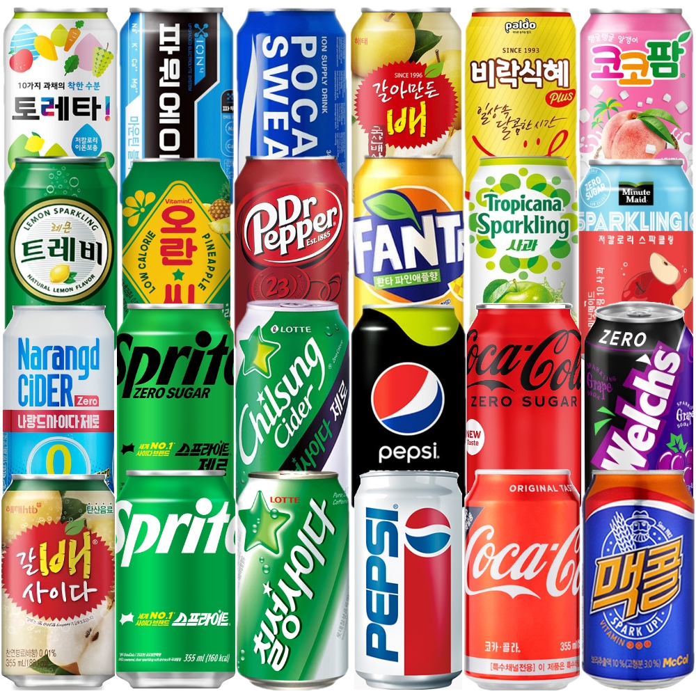 뚱캔 캔음료 음료수 제로 코카콜라 칠성사이다 펩시 환타파인 355ml 12캔 각3개씩 - 상세 이미지 2