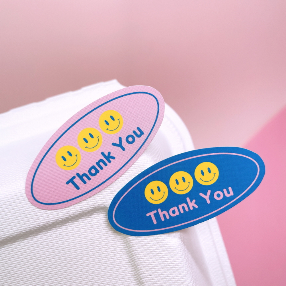 핑퐁 땡큐 스마일 스티커 구디백 선물 포장 답례품 스티커 제품 이미지