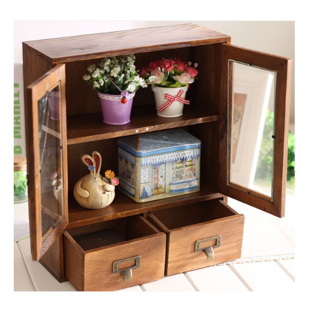 미니 장식장 소형 작은 콘솔 빈티지 엔틱 낮은 유리 장식장