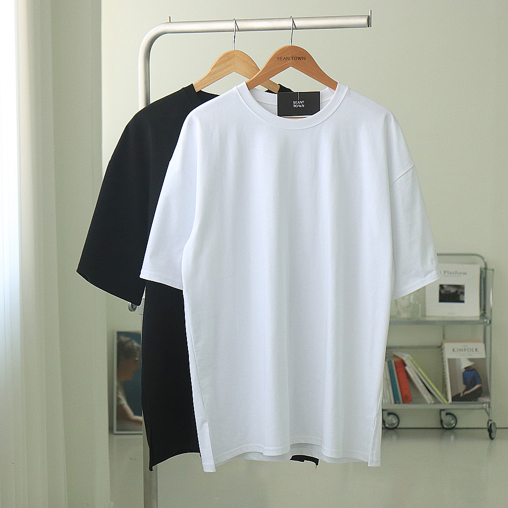 남자반팔티 레이어드 이너 오버핏 반팔티