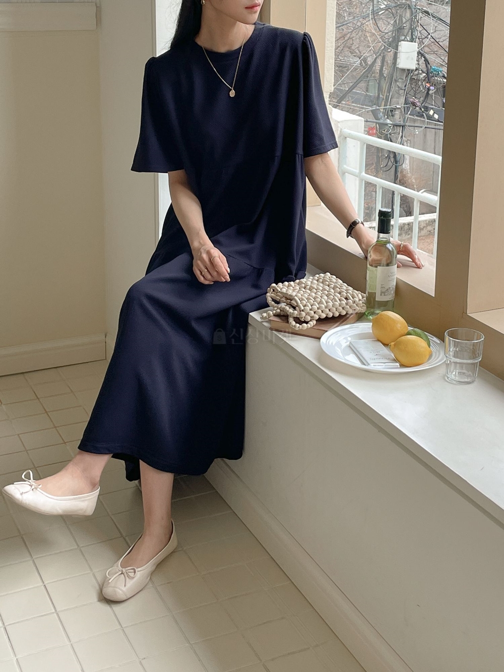 캉캉원피스 여름 A라인 셔링 퍼프소매 결혼식하객룩 데일리룩 반팔 롱원피스 이미지 4