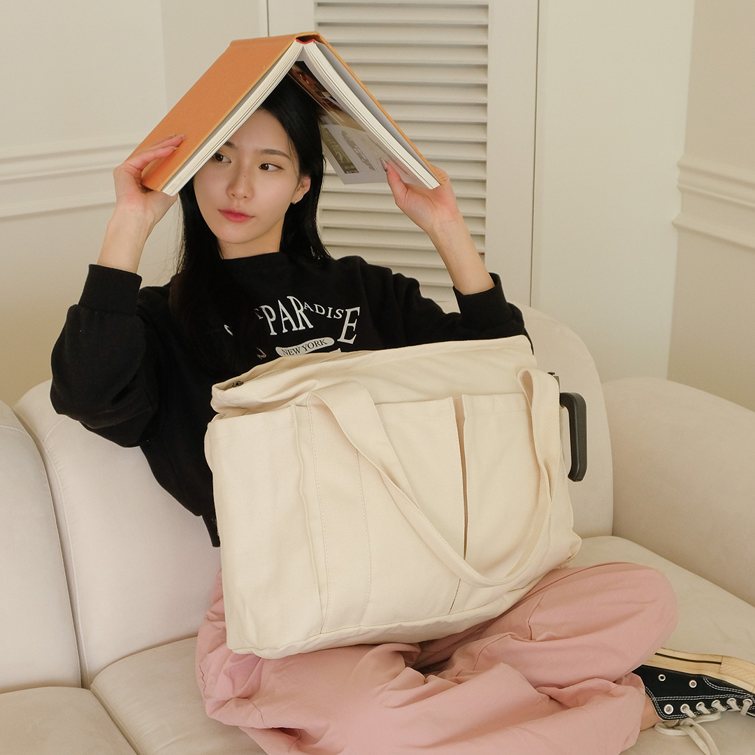 캔버스 텀블러백 보부상 여행 보조 가방 2color 이미지 7