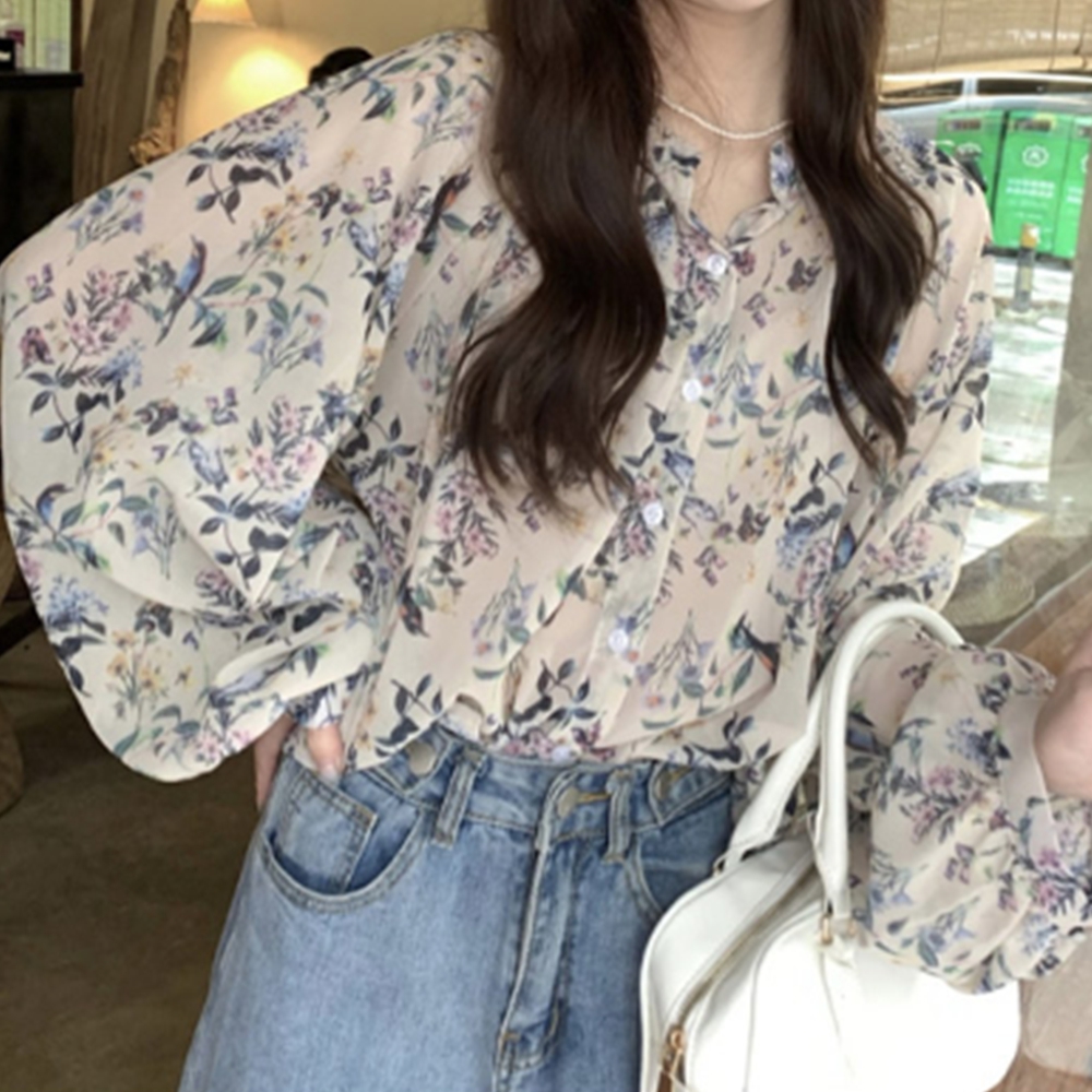 시스루블라우스 긴팔 쉬폰 여름 살안타템 블라우스 - 상세 이미지 5