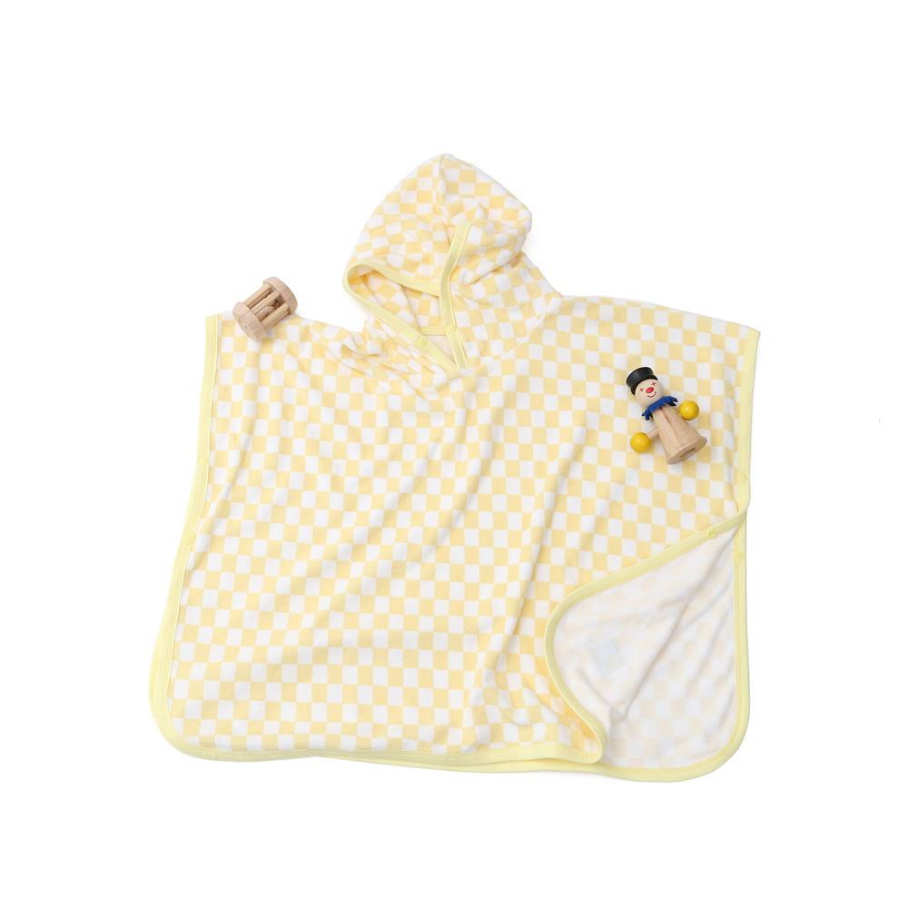 유아 키즈 비치 타올 목욕 가운 [체커보드 판초]