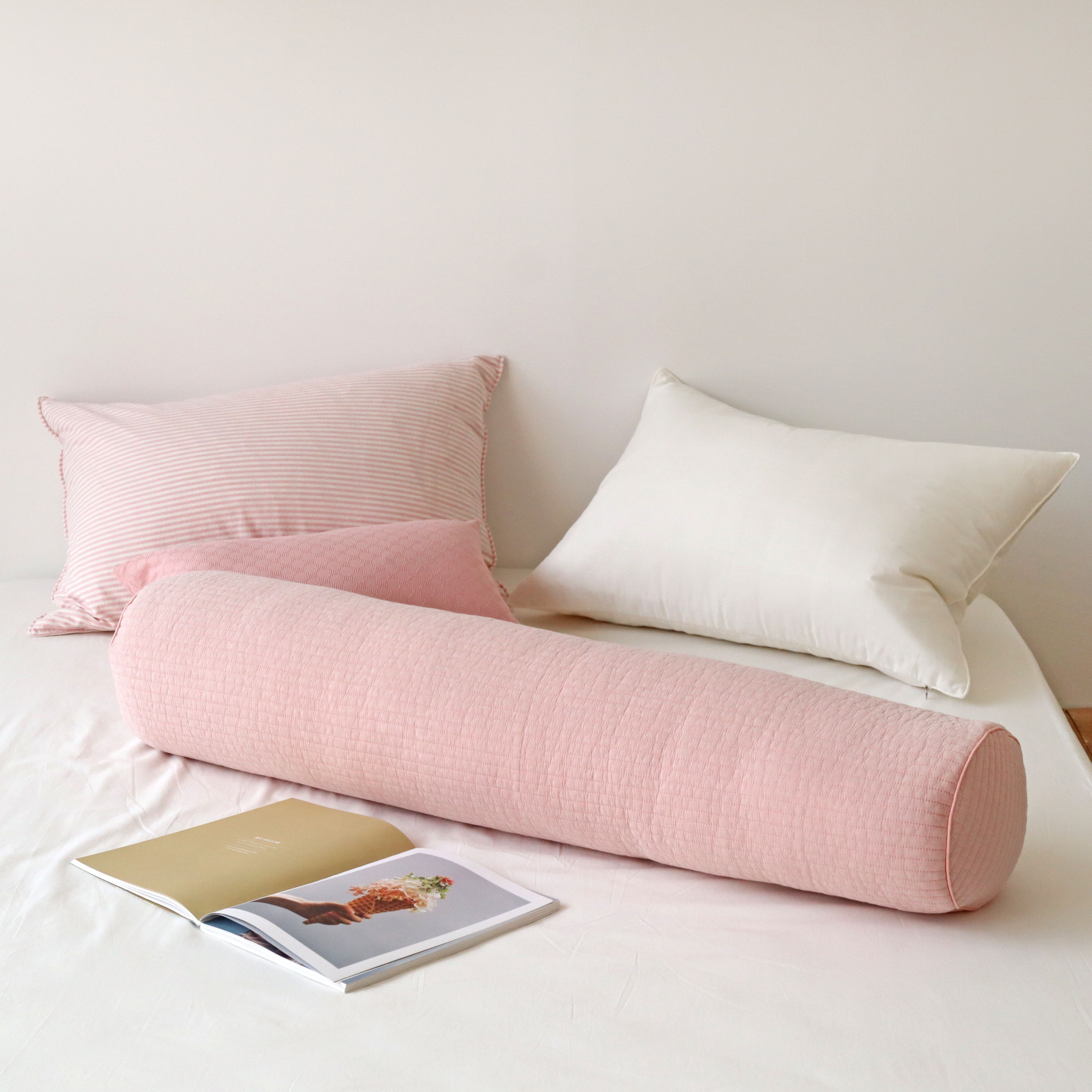 깅엄 체크 워싱 광목천 롱쿠션 안고자는 다리 베개 긴쿠션 바디필로우 커버