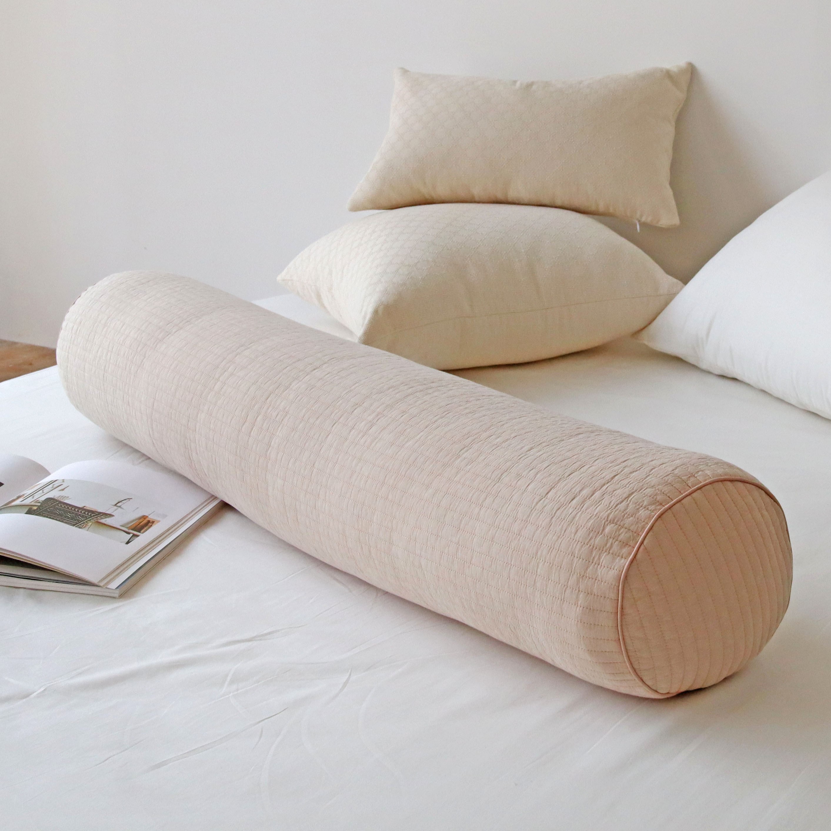 피그먼트 워싱 60수 아사 원형 롱쿠션 안고자는 다리 베개 긴쿠션 바디필로우 커버