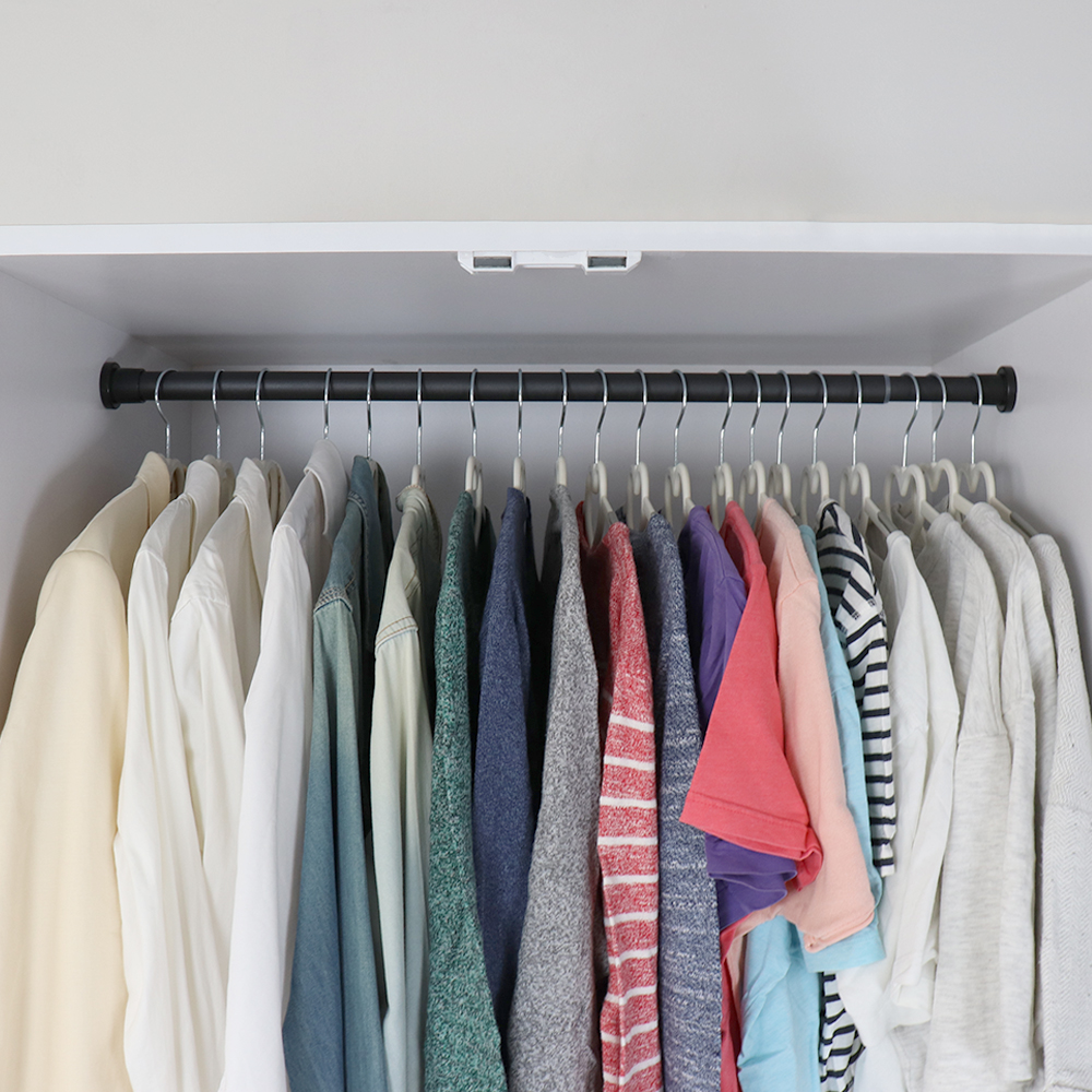 플레노 압축봉 무타공 커튼 천장 못없이 커튼봉 길이조절 블랙50-80cm