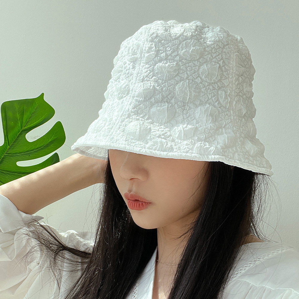 여름 써클 링클 엠보 버킷햇 여성 벙거지 모자 - 상품 이미지