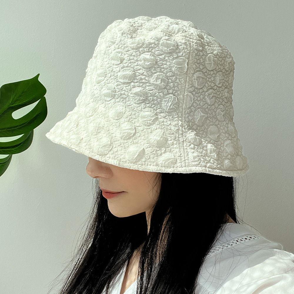 여름 써클 링클 엠보 버킷햇 여성 벙거지 모자 - 상세 이미지 5
