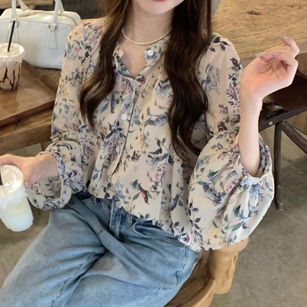 시스루블라우스 긴팔 쉬폰 여름 살안타템 블라우스 이미지 6