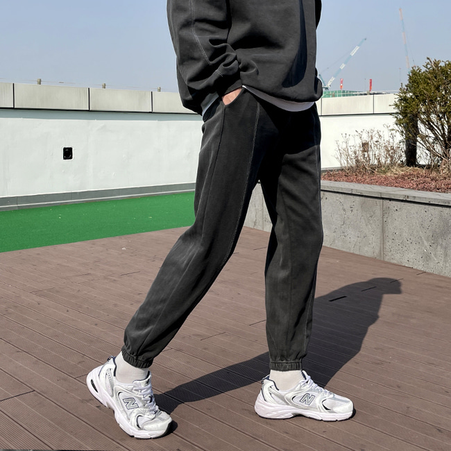 남자 햄튼 봄 가을 피그먼트 면&기모 빈티지 조거 트레이닝팬츠 이미지 3