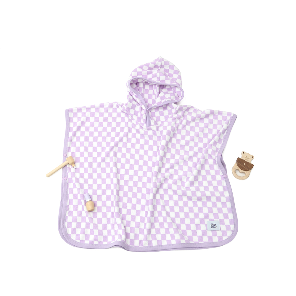 유아 키즈 비치 타올 목욕 가운 [체커보드 판초]