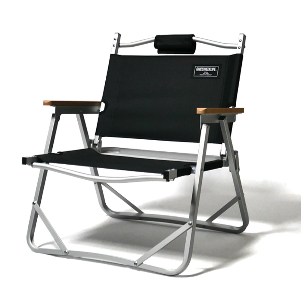 원스위크라이프 캠핑 의자 커밋 폴딩 플랫 체어 1+1 싱글, 블랙, 1개