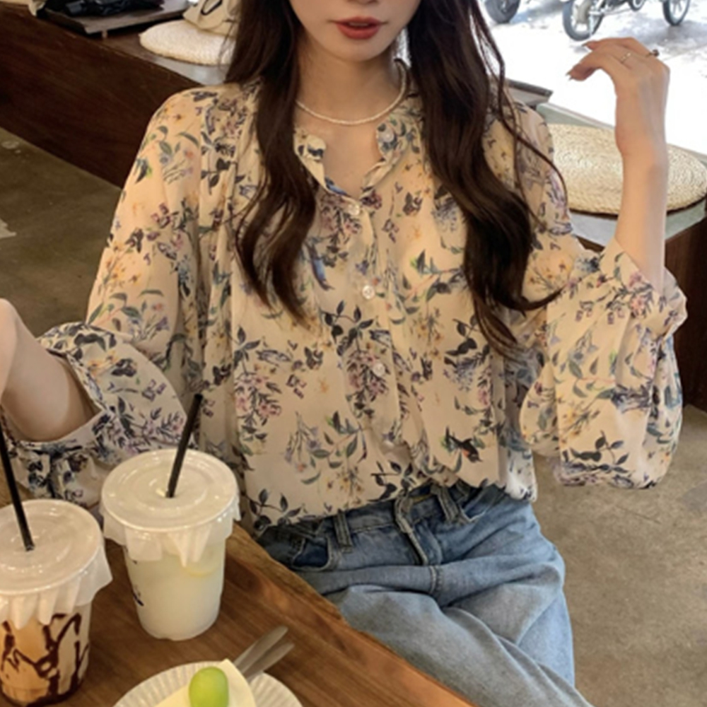 시스루블라우스 긴팔 쉬폰 여름 살안타템 블라우스 이미지 7