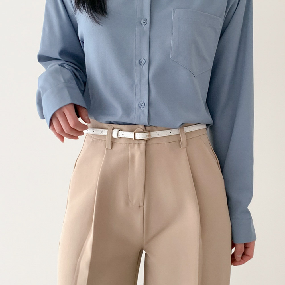 미니 사각 버클 레더 가죽 봄 가을 슬림 얇은 벨트 4color 상세 이미지 31