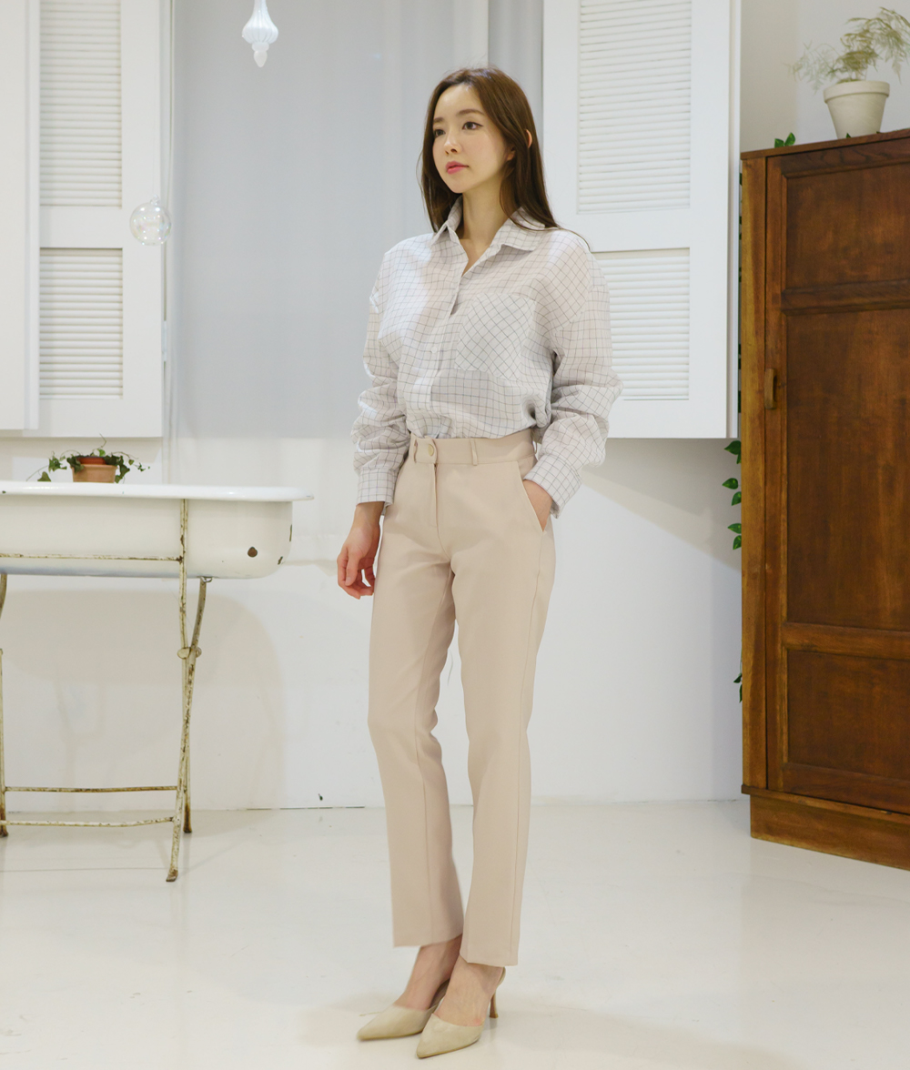격자무늬 루즈핏 봄 여성셔츠 체크남방 베이직 코디 이미지 2