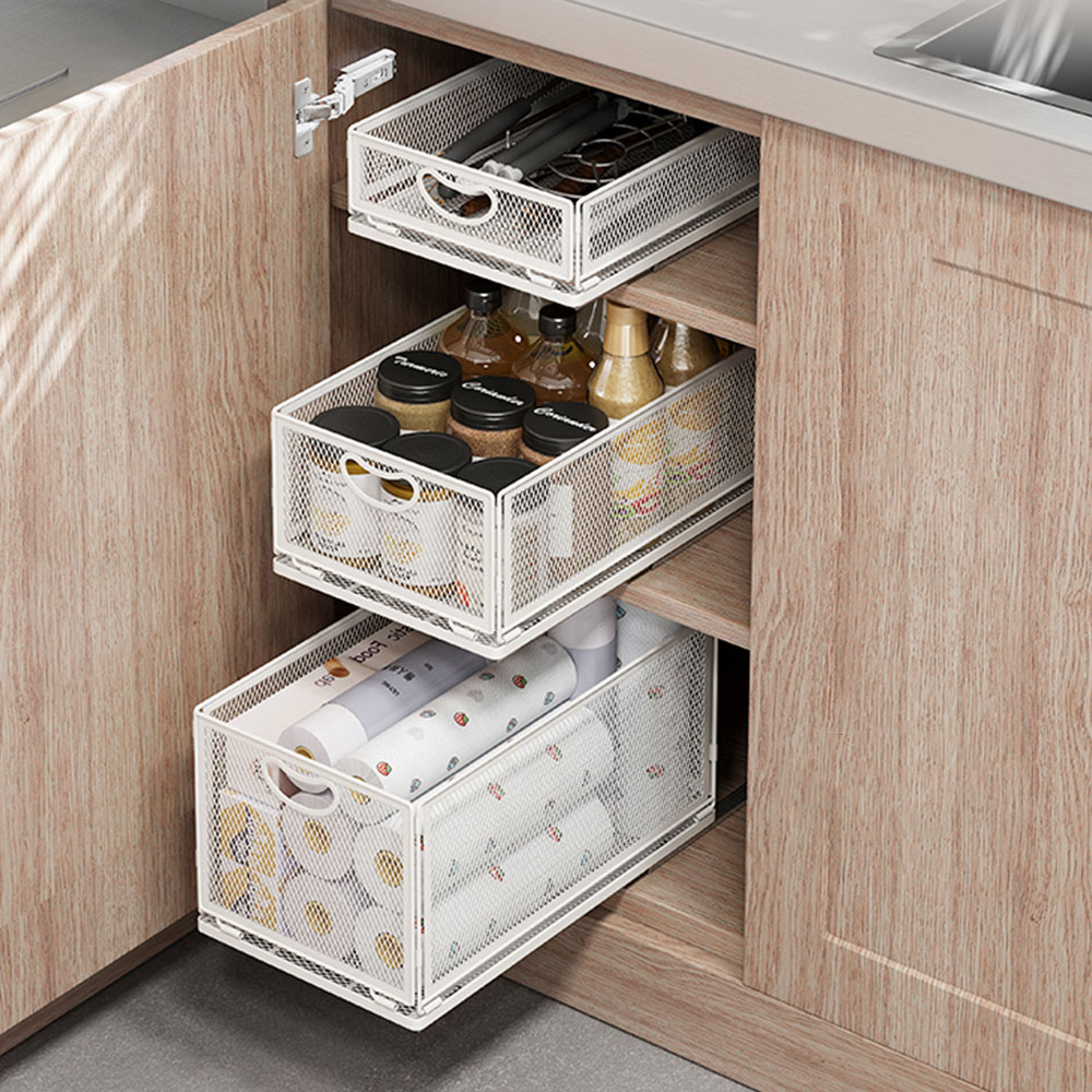 적층가능 슬라이딩 주방선반 30cm 소형 싱크대 하부장 정리 인출식 정리대 양념통 선반 - 상세 이미지 2
