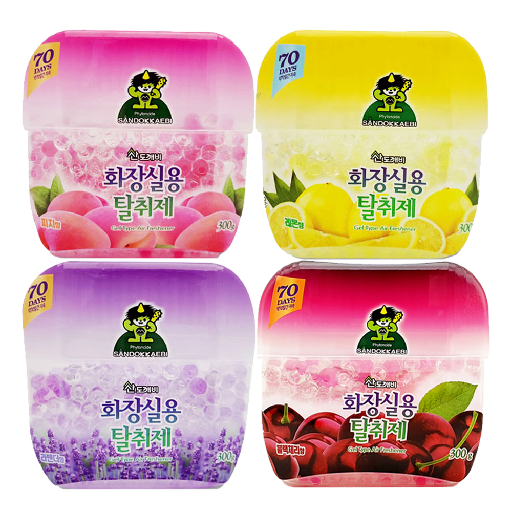 산도깨비 화장실용 탈취제 젤타입 300g 피치향 라벤더향 레몬향 블랙체리향 화장실 냄새제거 방향제 - 상품 이미지