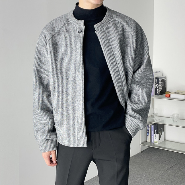 남자 어데어 두꺼운 라운드&후드 스판 나그랑 크롭 니트 가디건