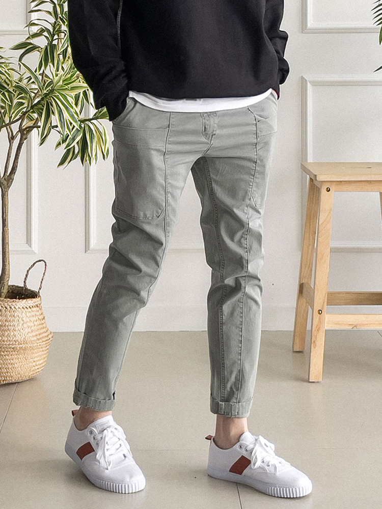 남성 카고바지 테이퍼드핏 스판 밴딩 빅사이즈 면 팬츠