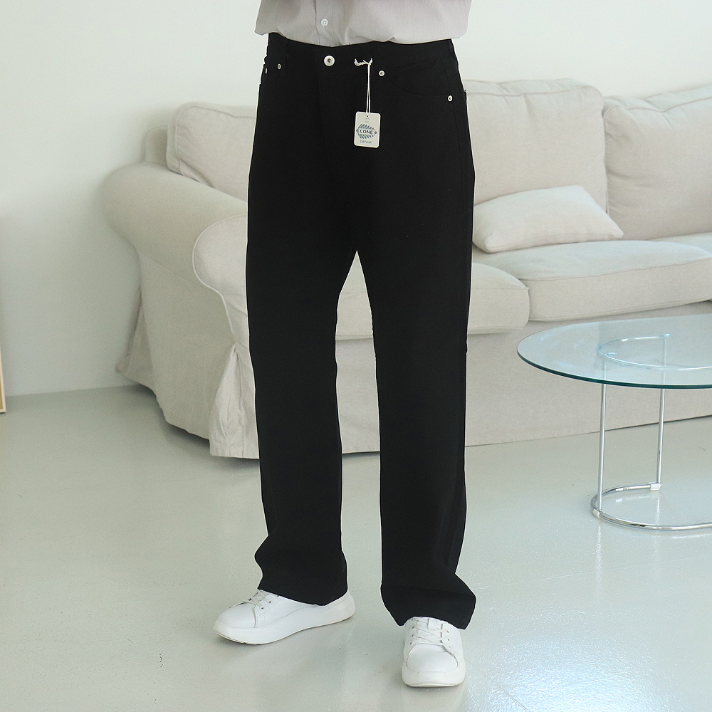 남자와이드청바지 크림진 흑청 데님 남자청바지 - 상세 이미지 2