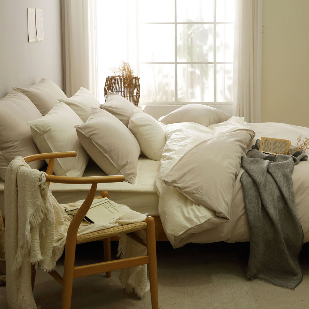 이스턴킹침구 호텔식 바스락 차렵이불 60수 바이오워싱 썬샤인 베이지 EK이불커버세트