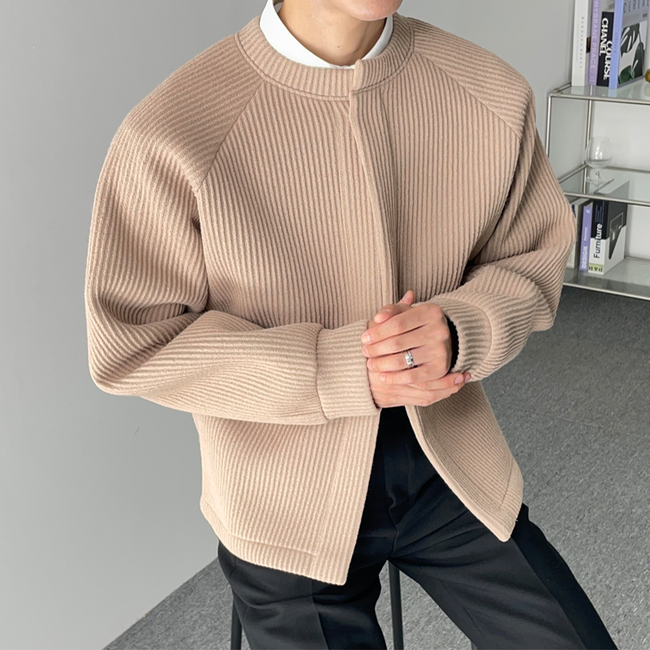 남자 어데어 두꺼운 라운드&후드 스판 나그랑 크롭 니트 가디건 이미지 3