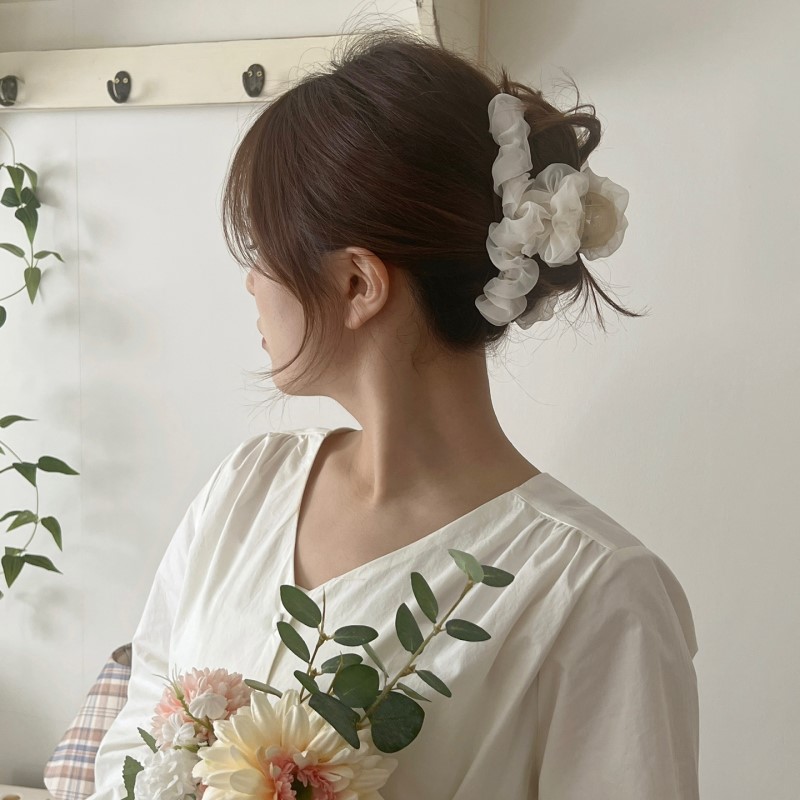 쉬폰 셔링 주름 반머리 대왕 올림머리 긴머리 빗핀 집게핀 상세 이미지 6