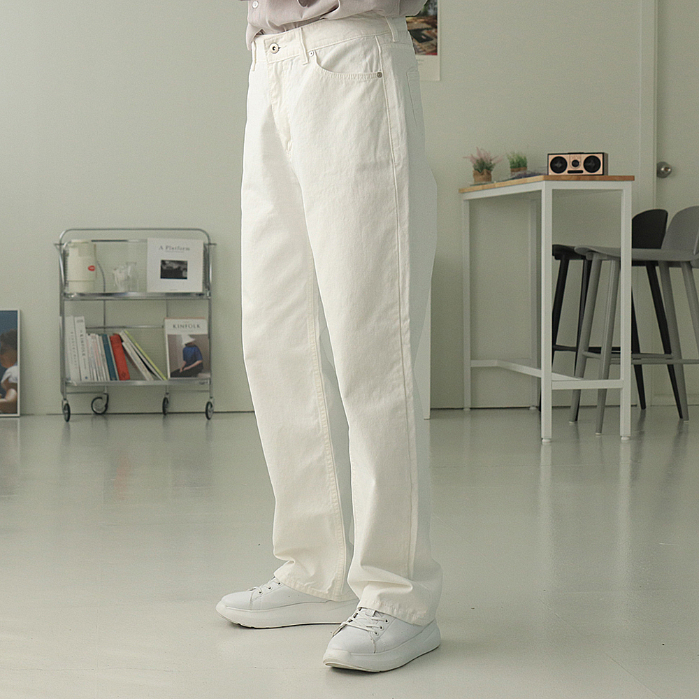 남자와이드청바지 크림진 흑청 데님 남자청바지 - 상품 이미지