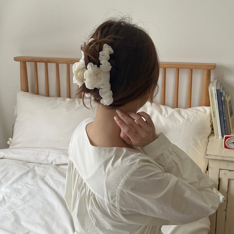 쉬폰 셔링 주름 반머리 대왕 올림머리 긴머리 빗핀 집게핀 상세 이미지 7
