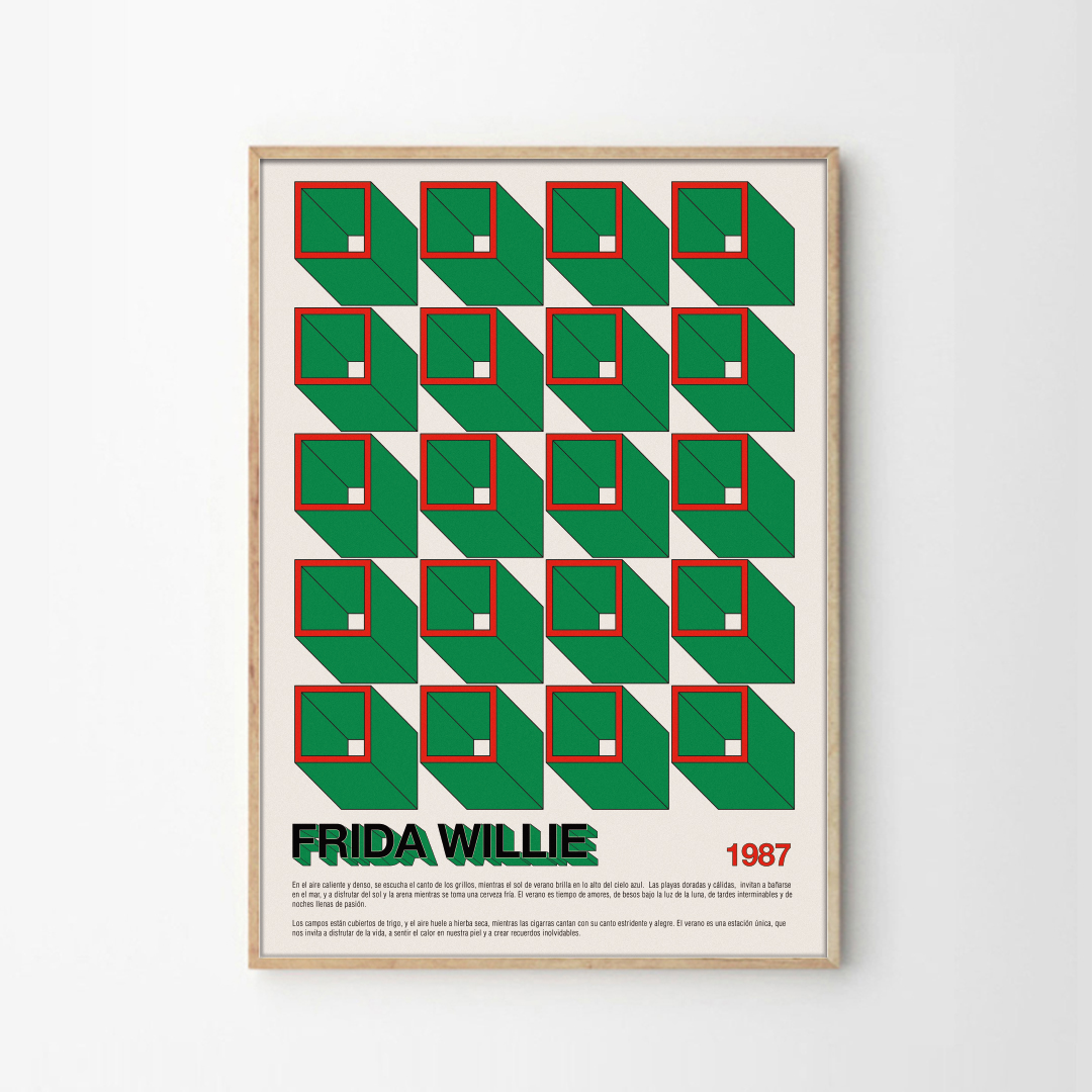 애시드로우 빈티지감성 레터링 아트포스터 Frida Willie - 상품 이미지
