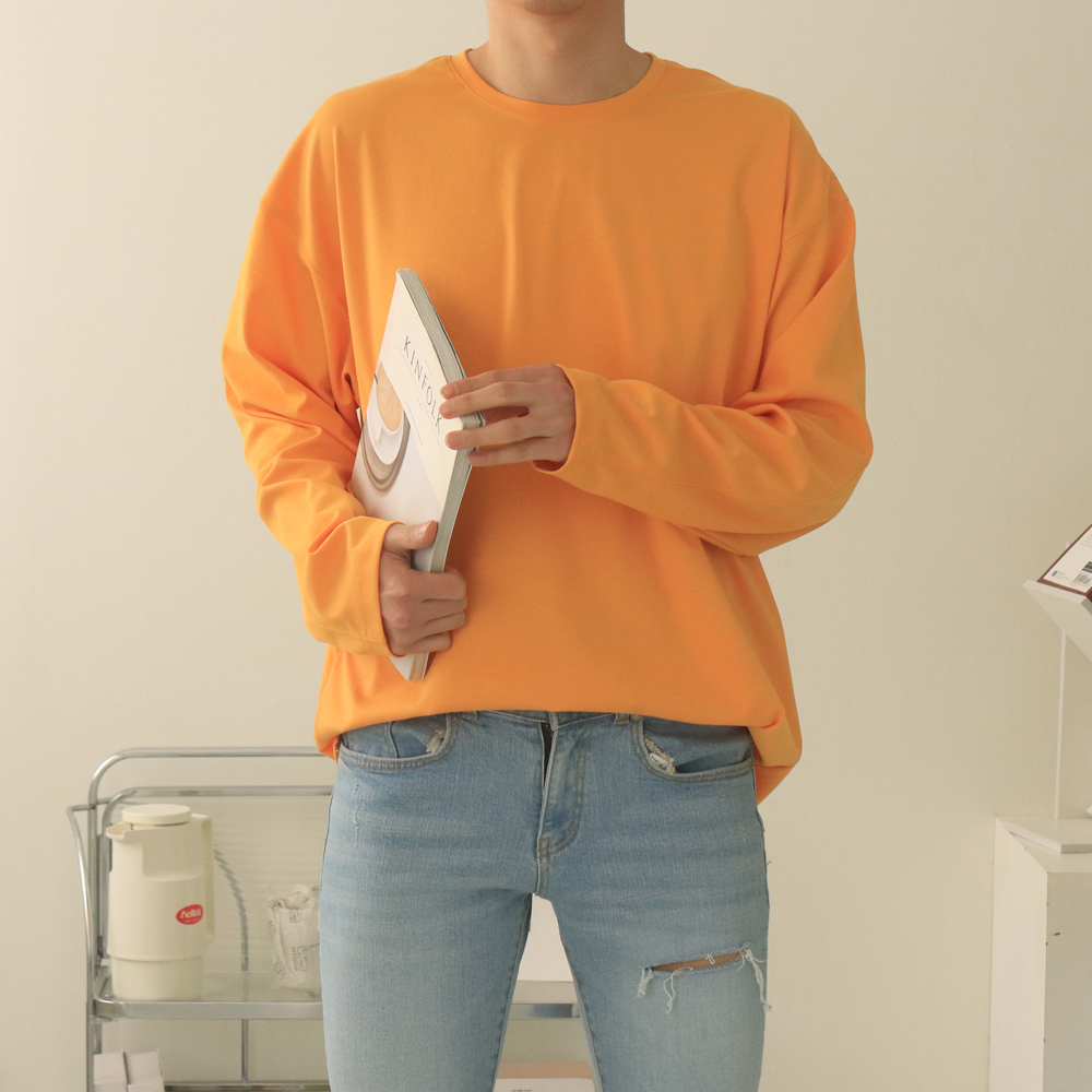 남자긴팔티 오버핏 분또 절개 이너 티셔츠 이미지 3