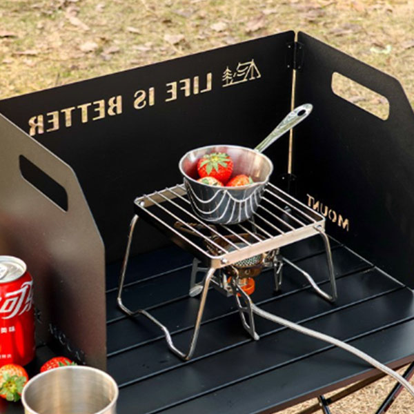 3단 신형 가스 버너 바람막이 감성 엔틱 캠핑 가림막 부르스타 가스렌지 가리개 기름튐방지