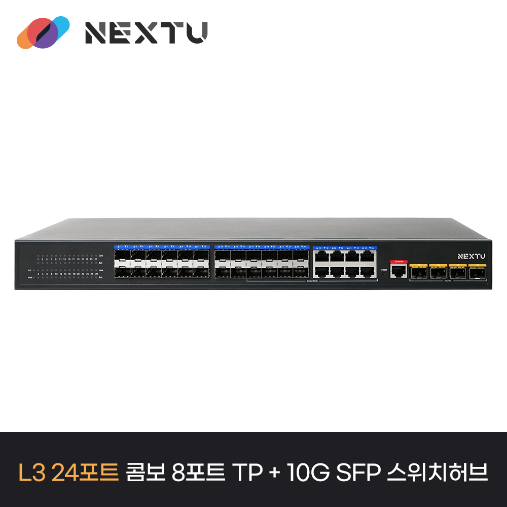 L3 1G SFP+ 24포트 스위칭허브 4포트 10G SFP+ 8포트 TP 3428GL3-10G - 상세 이미지 2
