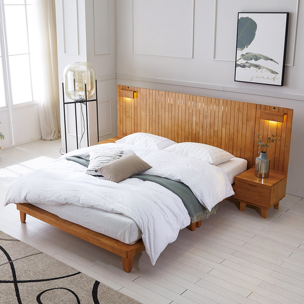 쏠앤까사 시드니 원목 평상 저상 호텔형 침대프레임 슈퍼싱글