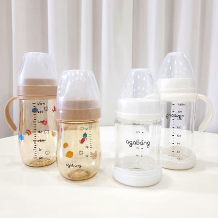 아가방앤컴퍼니 아가방 아기 안심수유 유리젖병 국민 조리원 신생아 배앓이방지 손잡이 가벼운 돌아기 젖병