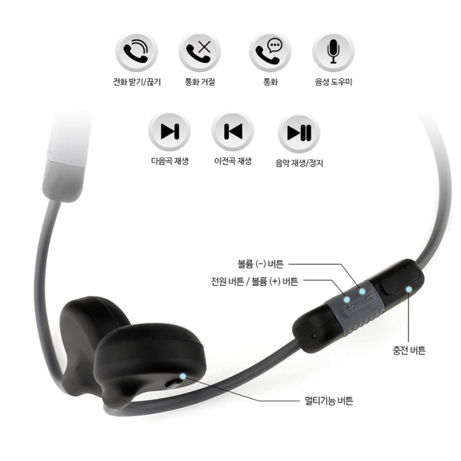 골전도 헤드셋 골밀도 이어폰 운동용 스포츠 블루투스 이어폰 - 상세 이미지 5