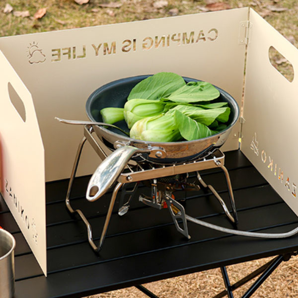 휴대용 접이식 버너 바람막이 가스불 캠핑 취사 화로대 바람 가리개 가림막 기름튐방지 - 메인 이미지