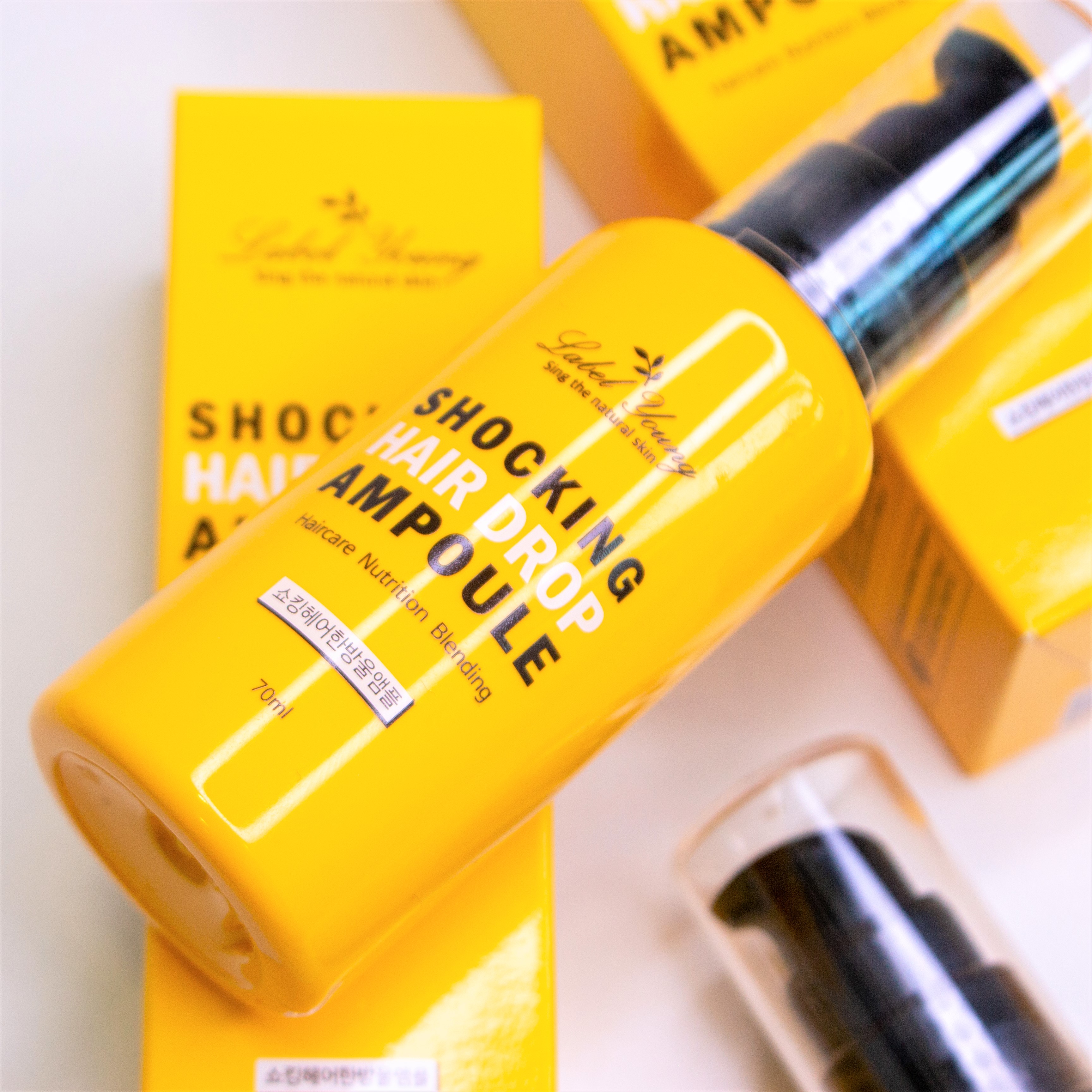 라벨영 쇼킹헤어한방울앰플 70ml/윤기+보습+영양 헤어앰플/샴푸린스헤어팩에 한방울 톡!
