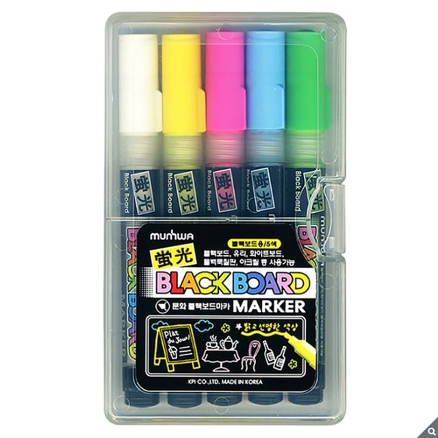 문화 블랙보드마카 5색세트 / 형광 보드마카