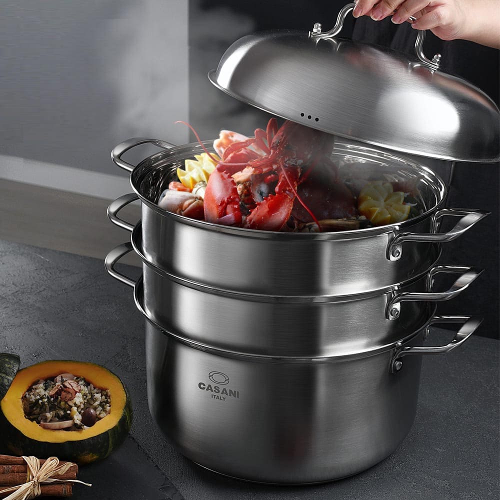 까사니 올스텐 IH 쿠치나 3단찜 솥냄비 32cm 3중바닥 - 상품 이미지