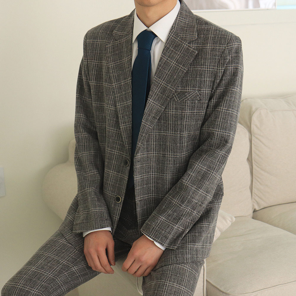 남자블레이저 셋업수트 빅사이즈 마이 남자체크자켓 착용 후기 | 사이즈/핏 총정리 - 대표 이미지