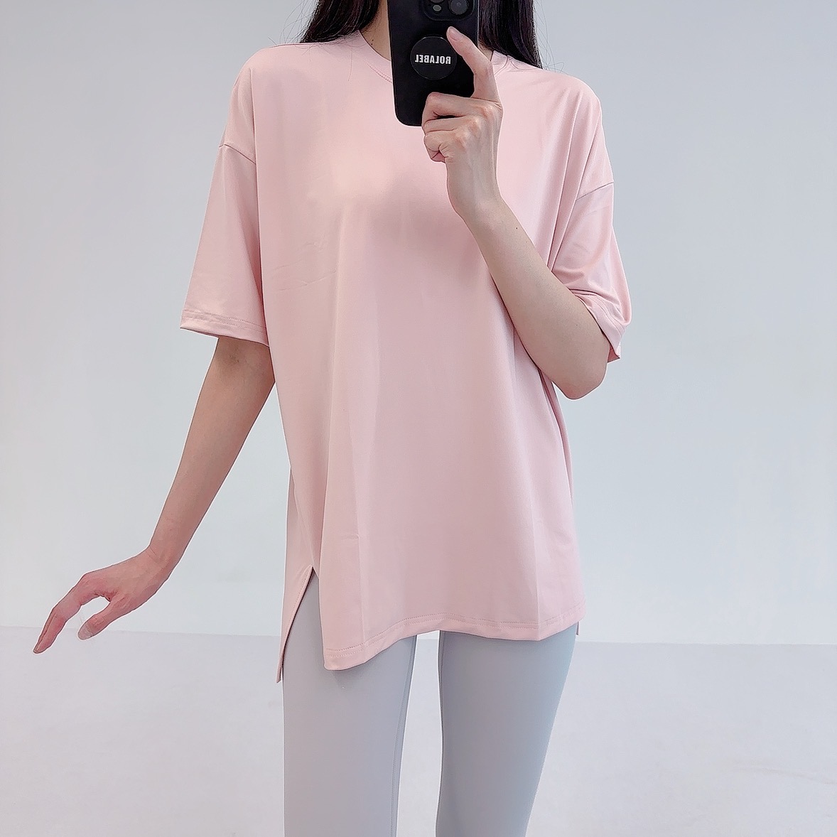 로라벨 티니 필라테스복 여성 요가복 필라테스 요가 상의 티셔츠 커버업 운동복 반팔 복장 - 상세 이미지 4