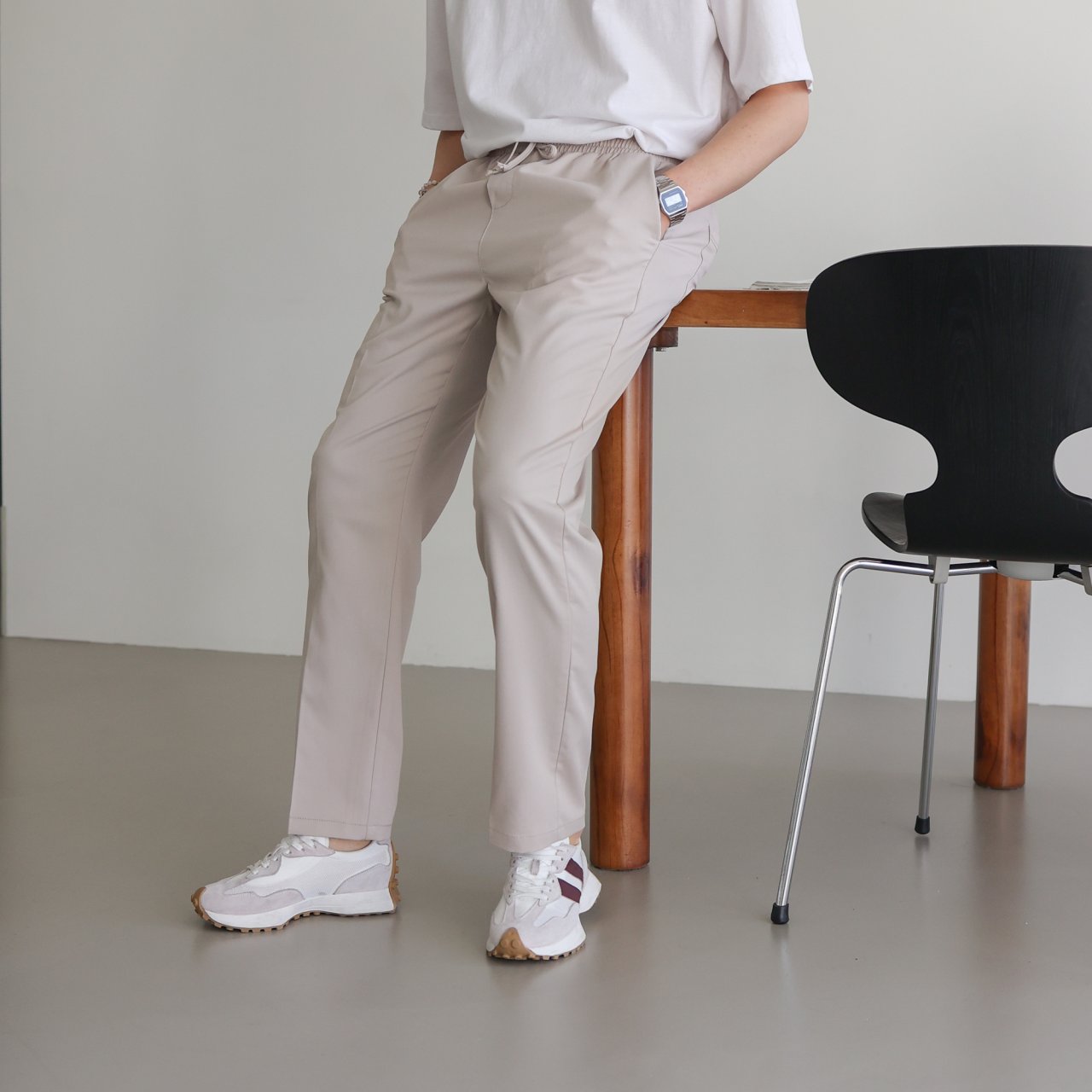 봄 여름 밴딩 롱 일자 슬랙스 테이퍼드 슬랙스 팬츠 이미지 2