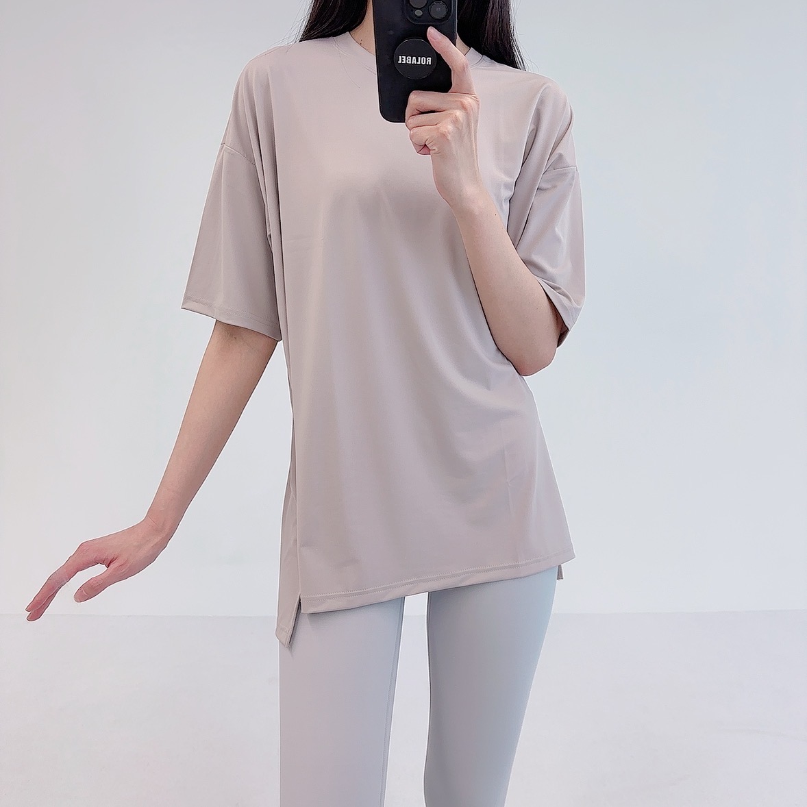 로라벨 티니 필라테스복 여성 요가복 필라테스 요가 상의 티셔츠 커버업 운동복 반팔 복장 - 상세 이미지 2