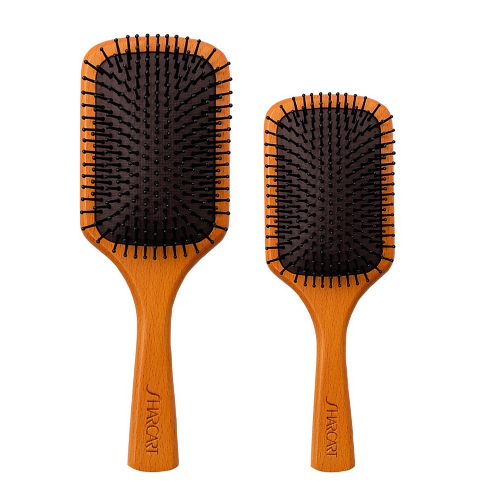 샤카트 볼륨 우든 패들 헤어 브러쉬 머리빗 두피 마사지 정전기 엉킴 방지 드라이
