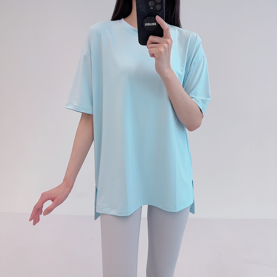 로라벨 티니 필라테스복 여성 요가복 필라테스 요가 상의 티셔츠 커버업 운동복 반팔 복장 - 상세 이미지 3