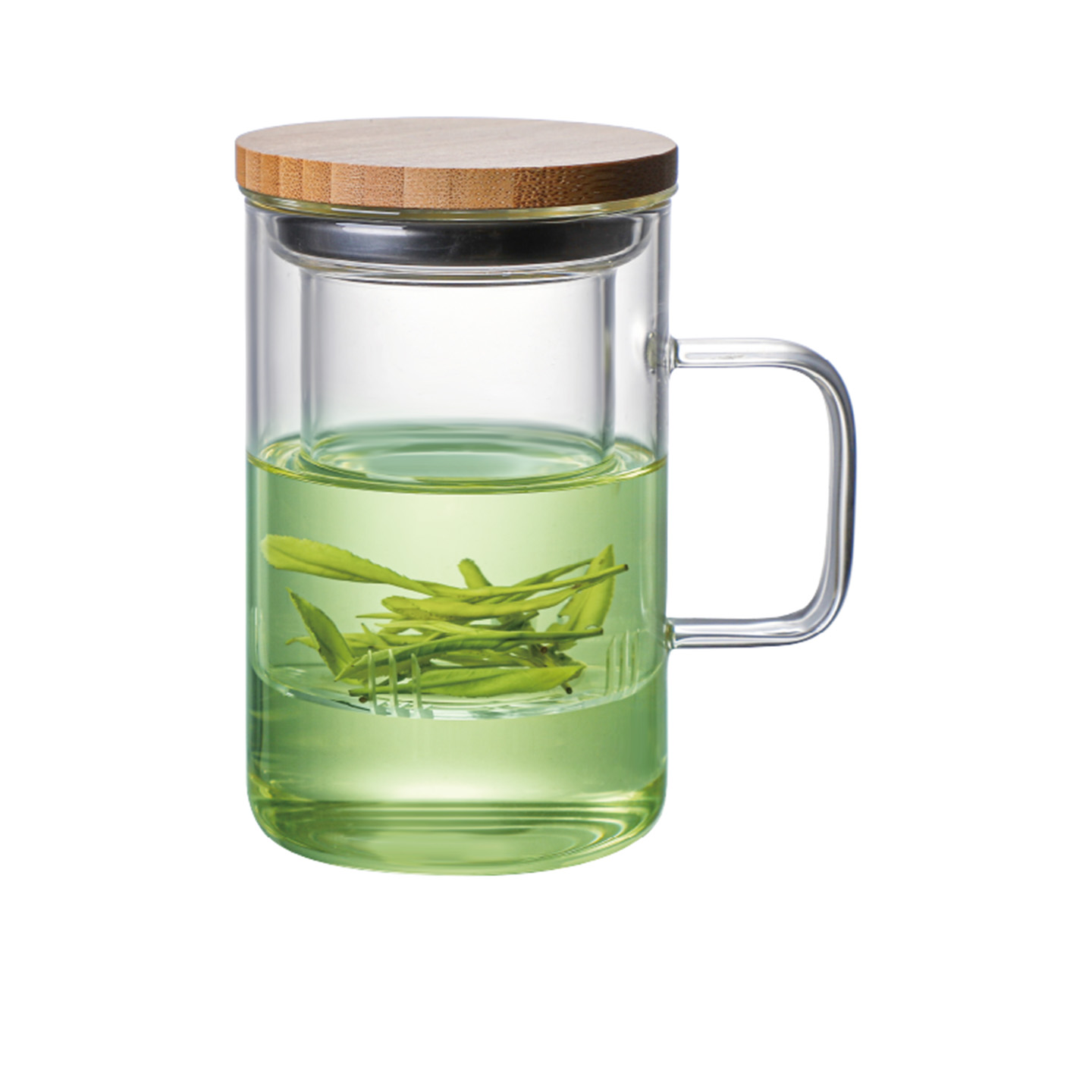 [마린] 내열유리 필터머그 (원목뚜껑) 500ml, 1개 - 상품 이미지